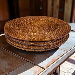 Set Of 4 Handwoven Rattan Round 13 in Chargers